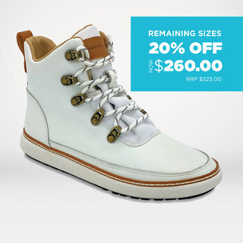 White Leather Grounded Ankle Boot